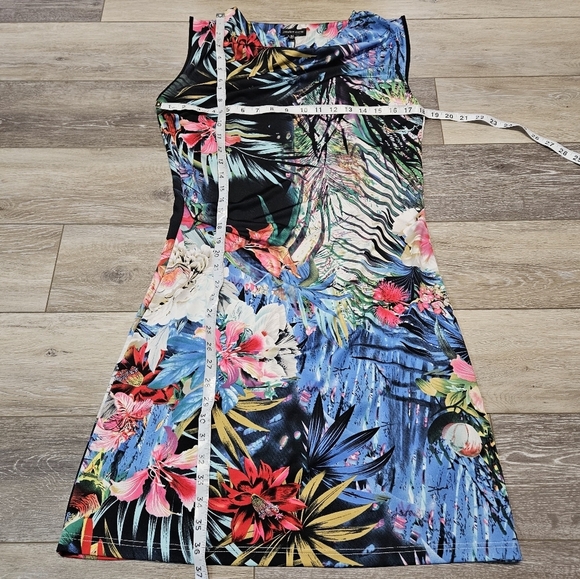 Jonathan Martin Floral Drape Neck Mini Dress Muti-Color Women's Medium Bright - Picture 2 of 6